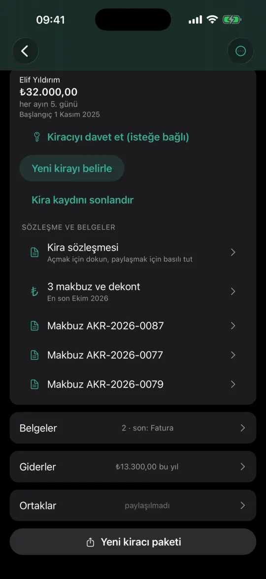 Numaralı kira makbuzu